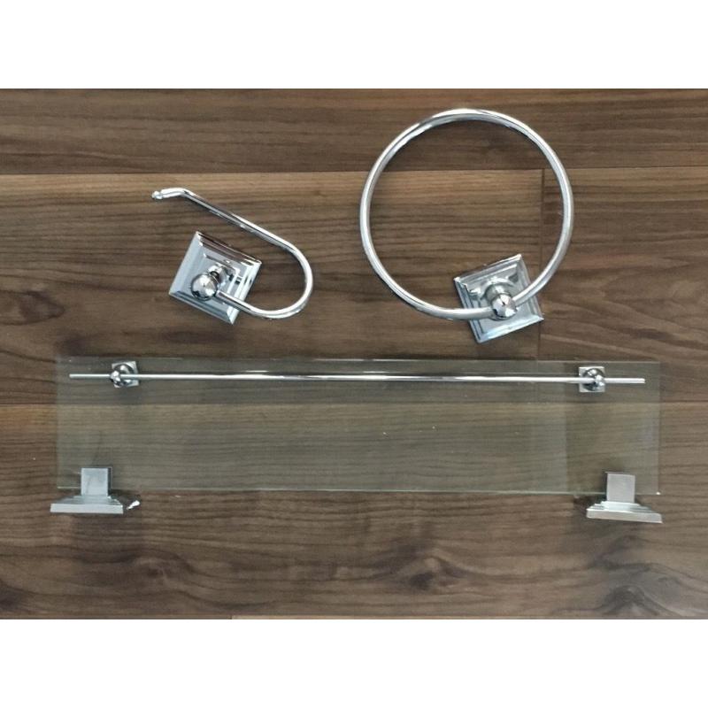 Glass and chrome bathroom set