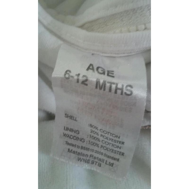 Two white baby sleeping bags 6-12 months