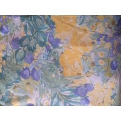 1 Pair of Fully-Lined Floral (Yellow/Pale Green/Pale Blue) Curtains + 1 Pair of Matching Tiebacks