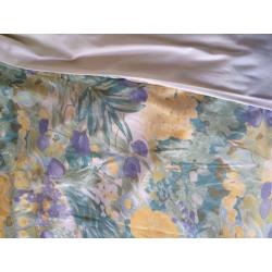 1 Pair of Fully-Lined Floral (Yellow/Pale Green/Pale Blue) Curtains + 1 Pair of Matching Tiebacks