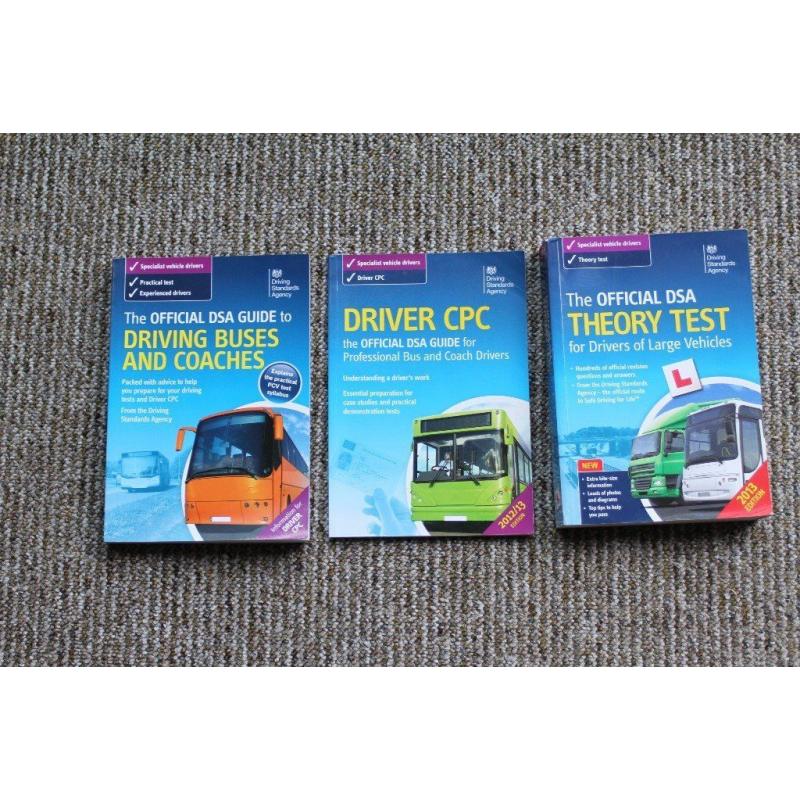 Official DSA Bus and Coach driving, CPC and Theory Test Books as new