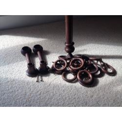 6ft Dark Wood Curtain Pole