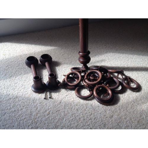 6ft Dark Wood Curtain Pole