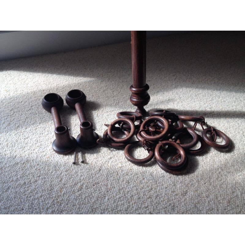 6ft Dark Wood Curtain Pole