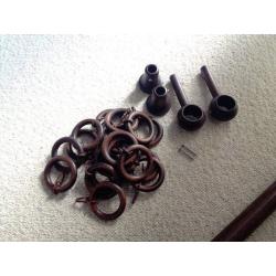 6ft Dark Wood Curtain Pole