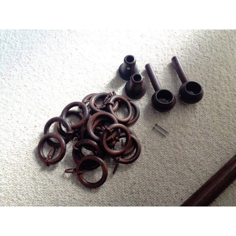 6ft Dark Wood Curtain Pole
