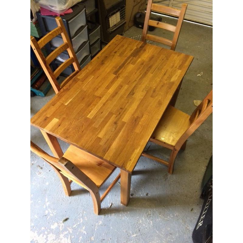 IKEA EKENSBERG solid oak dining table with 4 IKEA chairs