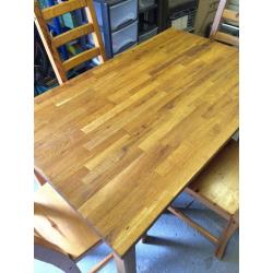 IKEA EKENSBERG solid oak dining table with 4 IKEA chairs