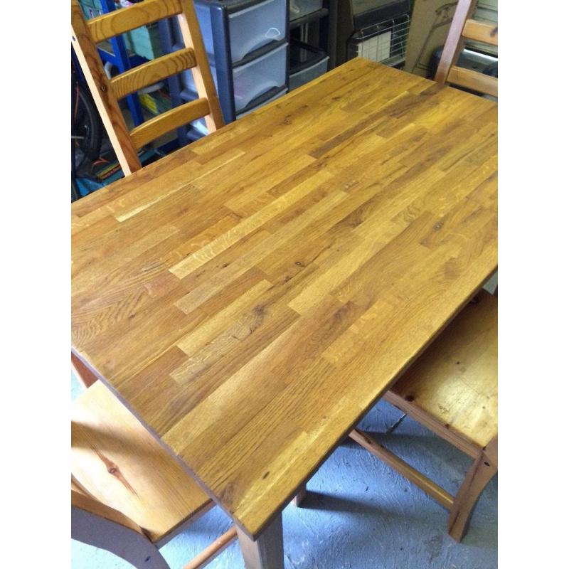 IKEA EKENSBERG solid oak dining table with 4 IKEA chairs