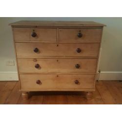 Stripped pine chest of drawers (free local delivery)