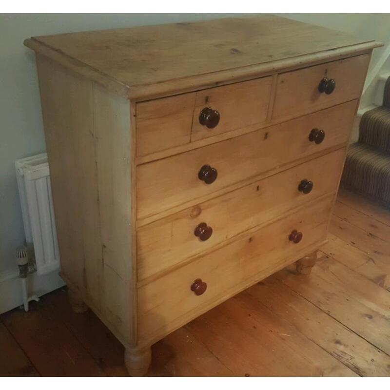 Stripped pine chest of drawers (free local delivery)