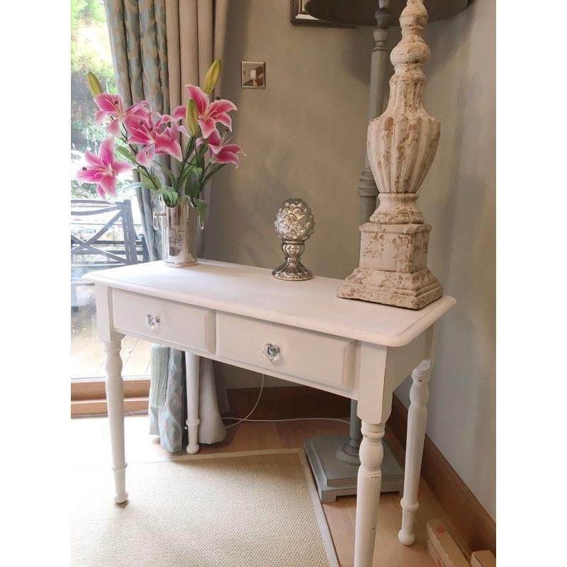 beautiful vintage white farmhouse console table