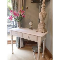 beautiful vintage white farmhouse console table