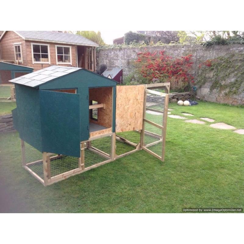 chicken coop with double run