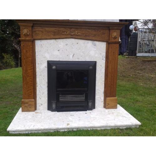 Marble Fireplace and Oak Surround