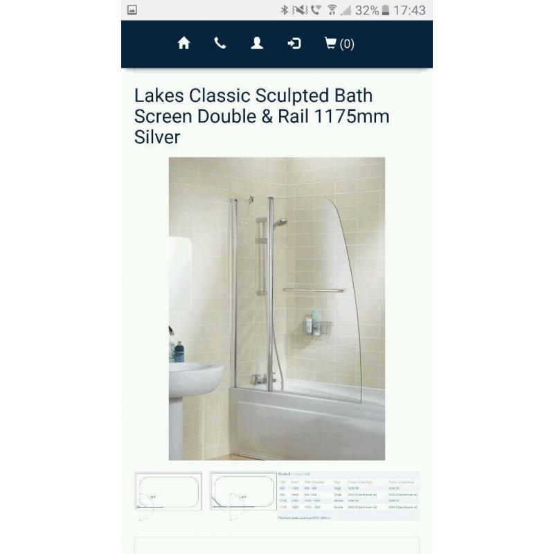 Lakes 1200mm Bath Shower Screen