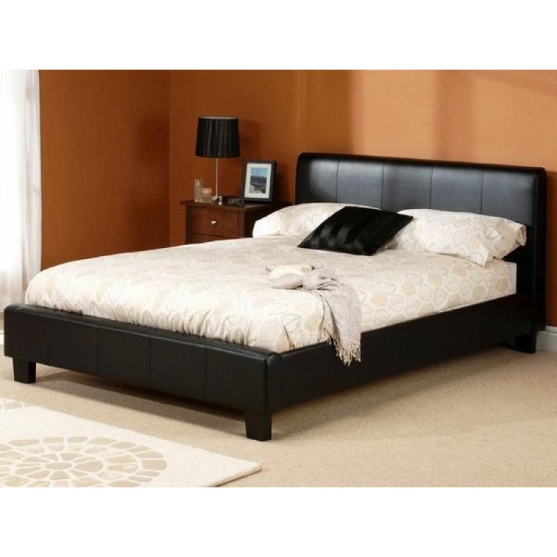 STYLISH LEATHER BED AND MATTRESS