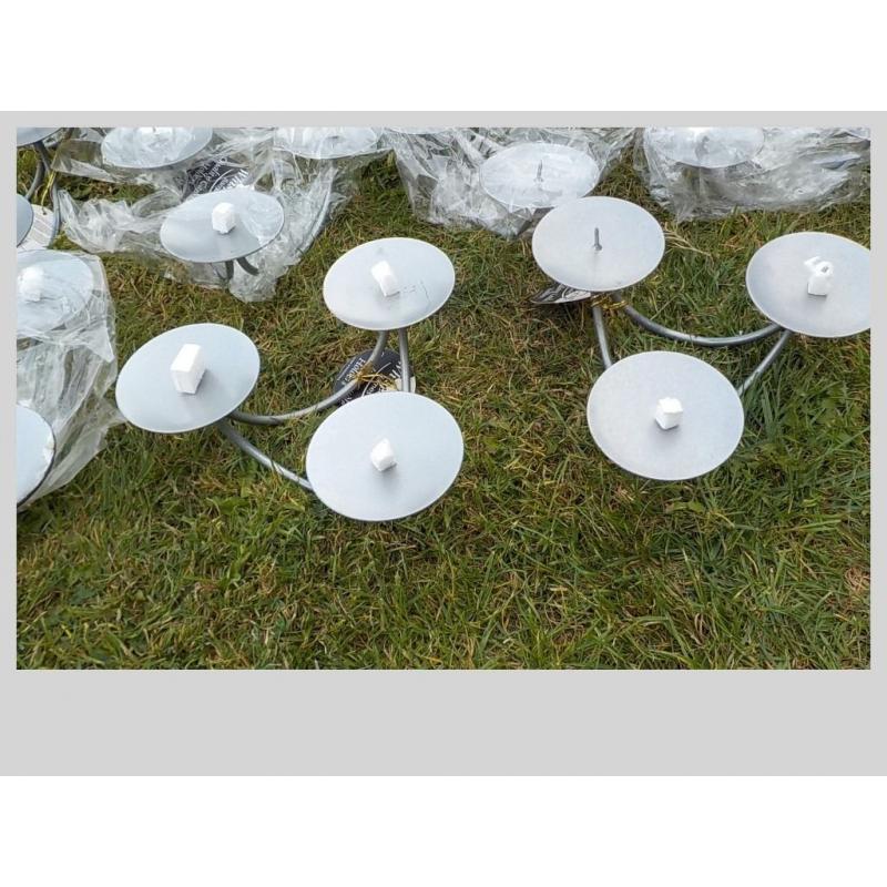 14 X CANDLE HOLDERS - PEWTER COLOUR