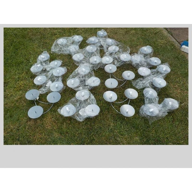 14 X CANDLE HOLDERS - PEWTER COLOUR
