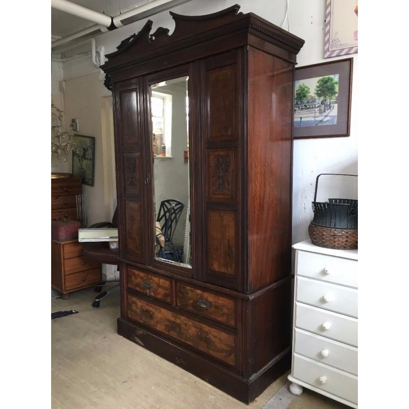 Large Antique Wardrobe - Large Mahogany Wardrobe ( Made in 1907) Good Condition - Chest Of Draws