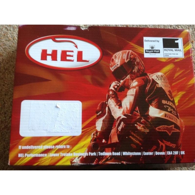 Set of 7 HEL stainless steel red braided brake hoses for Yamaha FJR1300 ABS 2008