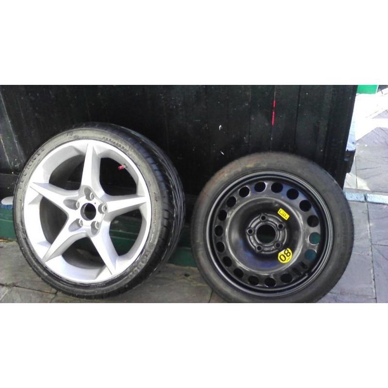 1 Vauxhall alloy wheel plus space saver wheel