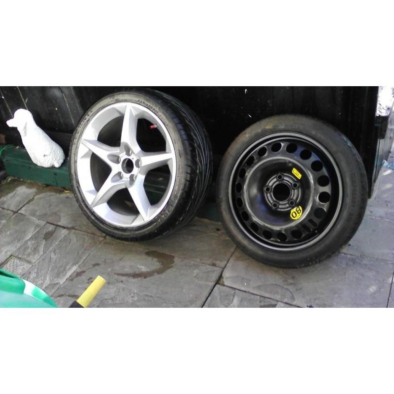 1 Vauxhall alloy wheel plus space saver wheel
