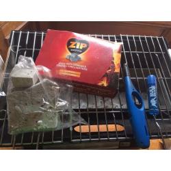 FOLDING CHARCOAL BARBECUE WITH LIGHTER AND FIRELIGHTER CUBES