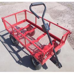 Garden Metal four Wheel Trolley Red