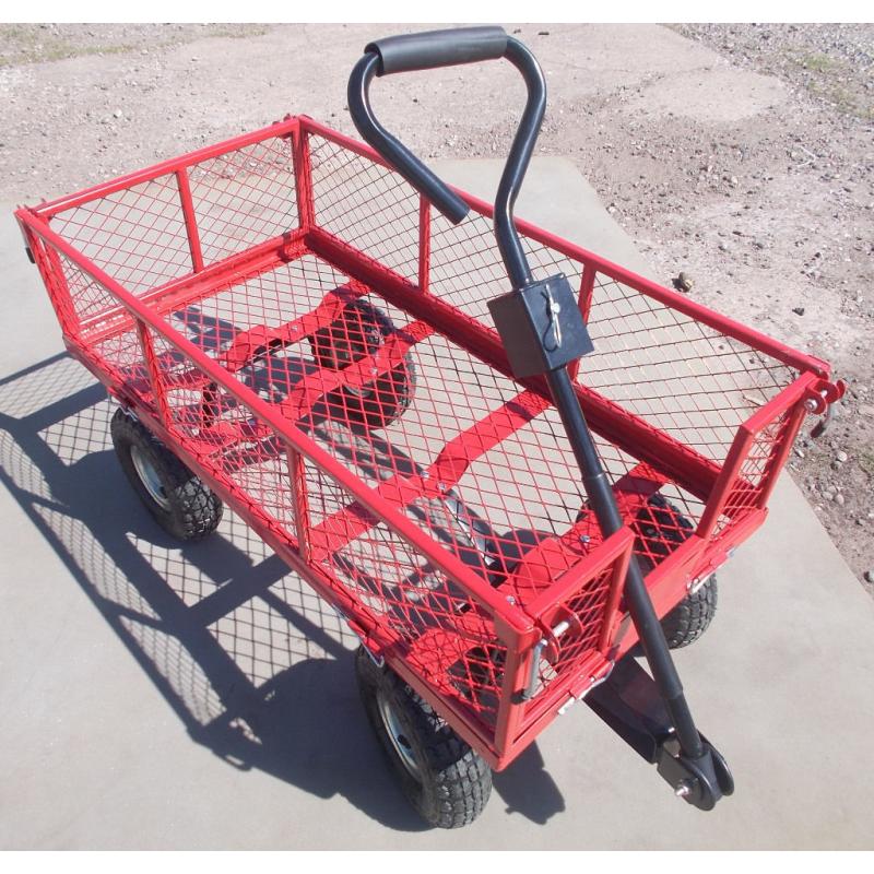 Garden Metal four Wheel Trolley Red