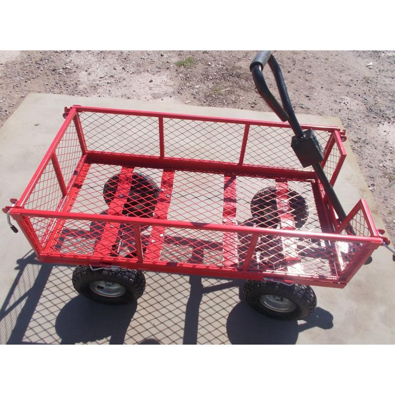 Garden Metal four Wheel Trolley Red