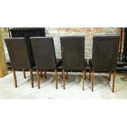 4 Brown Faux Leather Dining Chairs