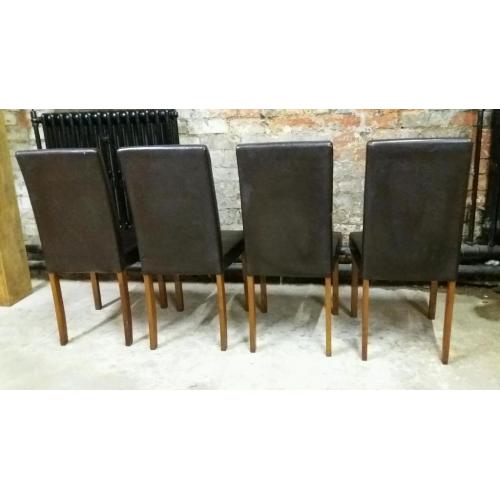 4 Brown Faux Leather Dining Chairs
