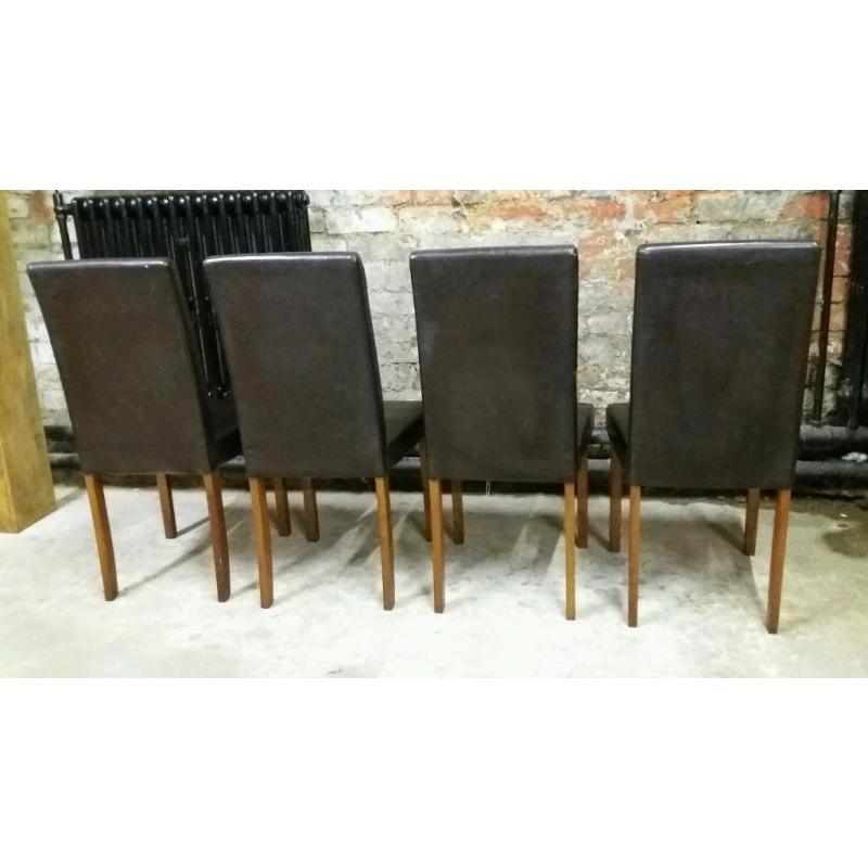 4 Brown Faux Leather Dining Chairs