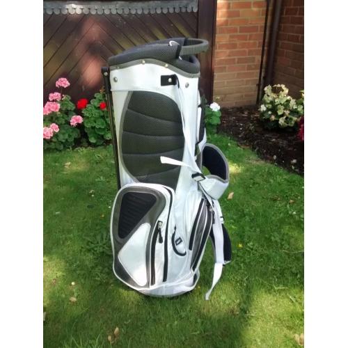 white benross golf carry bag with pop out legs