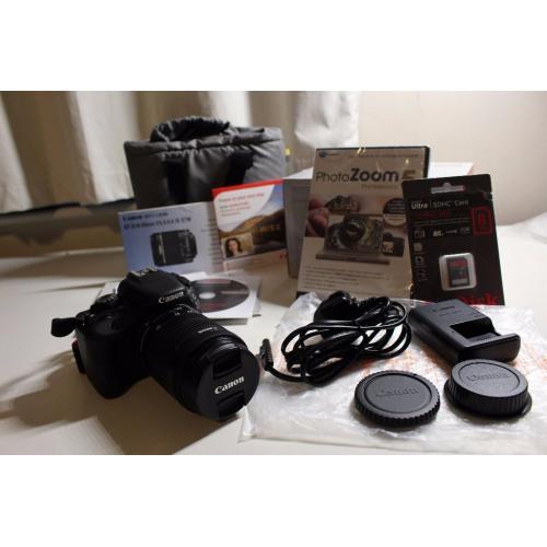 Canon 100D + 8GB Memory Card + Bag + Photozoom 5