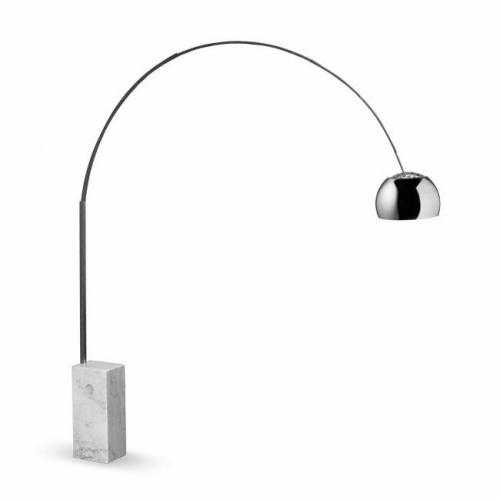 Iconic Retro Style Arco White Marble & Chrome Arc Floor Lamp - STUNNING!