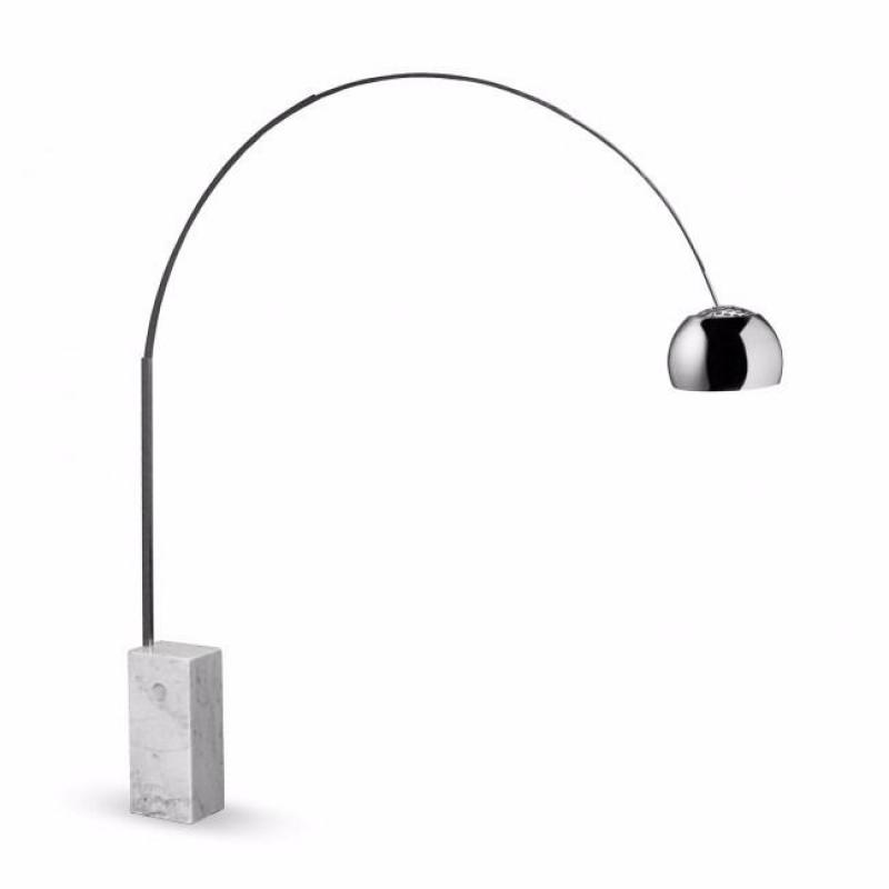 Iconic Retro Style Arco White Marble & Chrome Arc Floor Lamp - STUNNING!