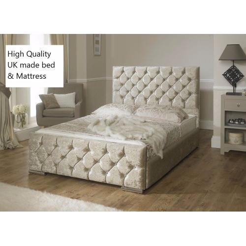 crushed velvet diamond bed