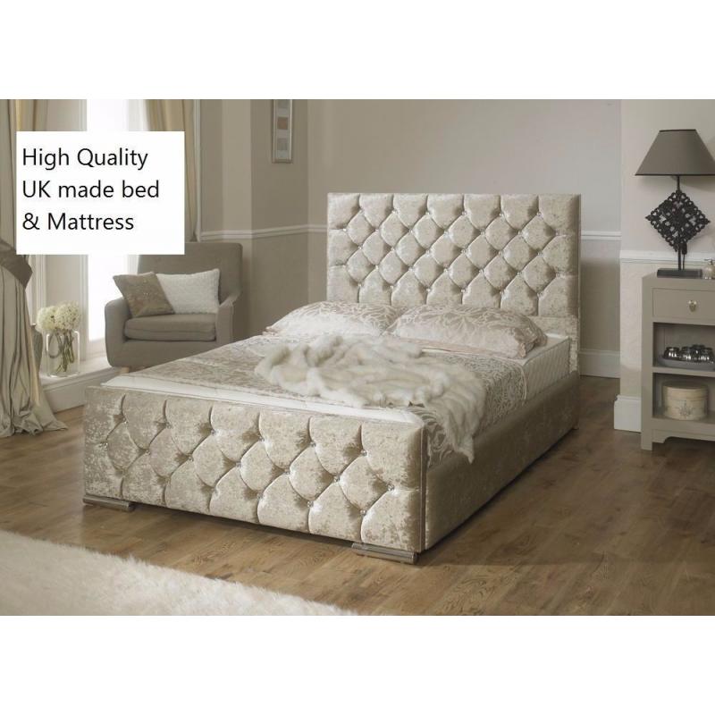 crushed velvet diamond bed