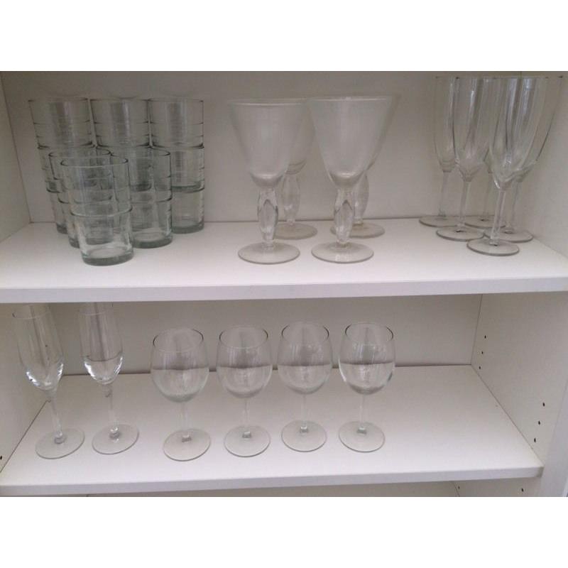 Selection of 24 various glasses