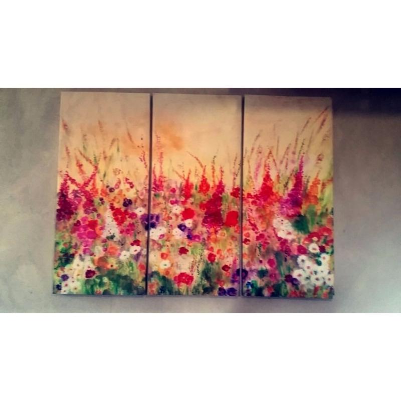 3 piece floral canvas