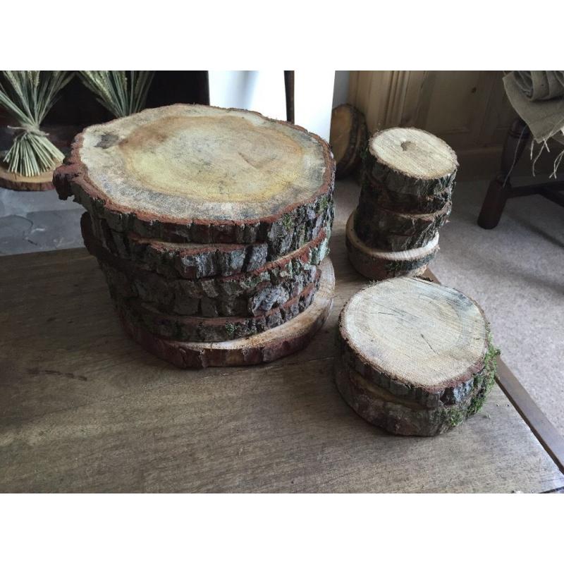 Assorted rustic wood slices centrepiece wedding vintage 14 available decoration candles