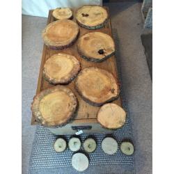 Assorted rustic wood slices centrepiece wedding vintage 14 available decoration candles