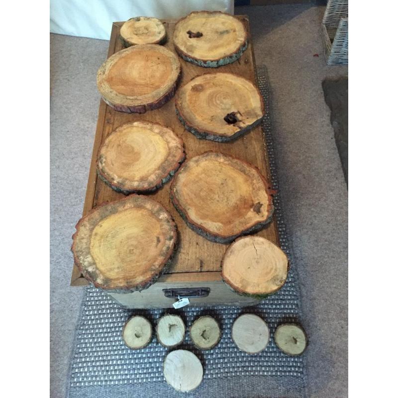 Assorted rustic wood slices centrepiece wedding vintage 14 available decoration candles