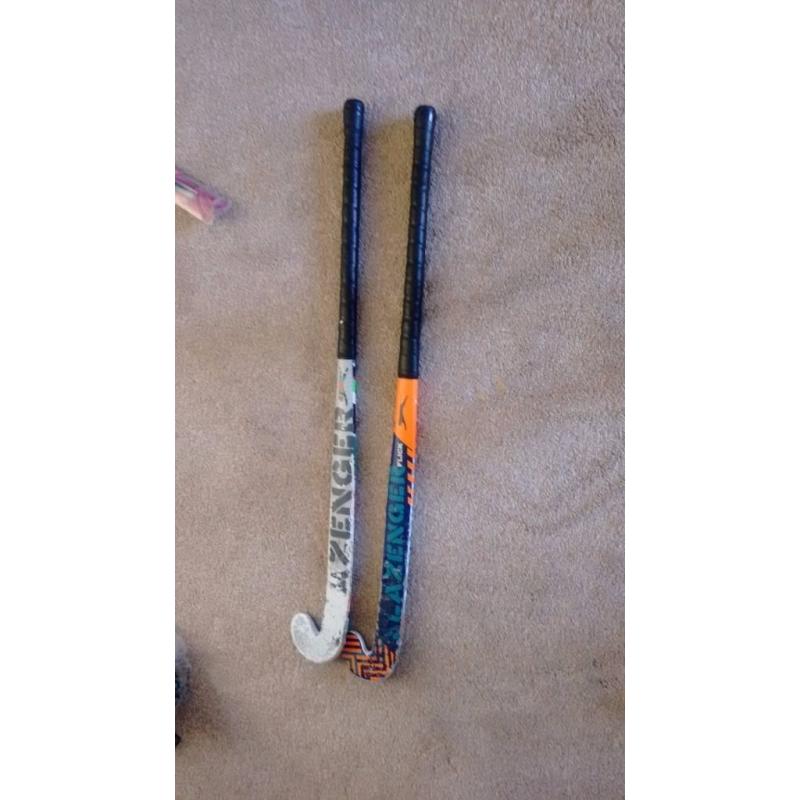 2 Wooden hockey sticks - Used - Free for collection
