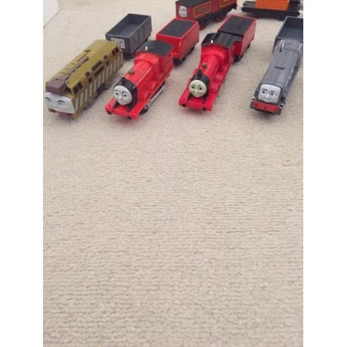 7 X TomyThomas trackmaster trains with extra carriages and troublesome trucks