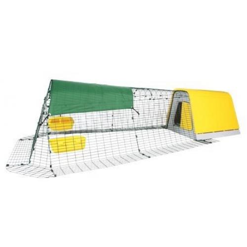 Omlet Eglu Go in yellow chicken home with 3 metre run and feeders