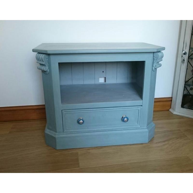 Solid Pine TV Unit painted in Annie Sloan Duck Egg Blue