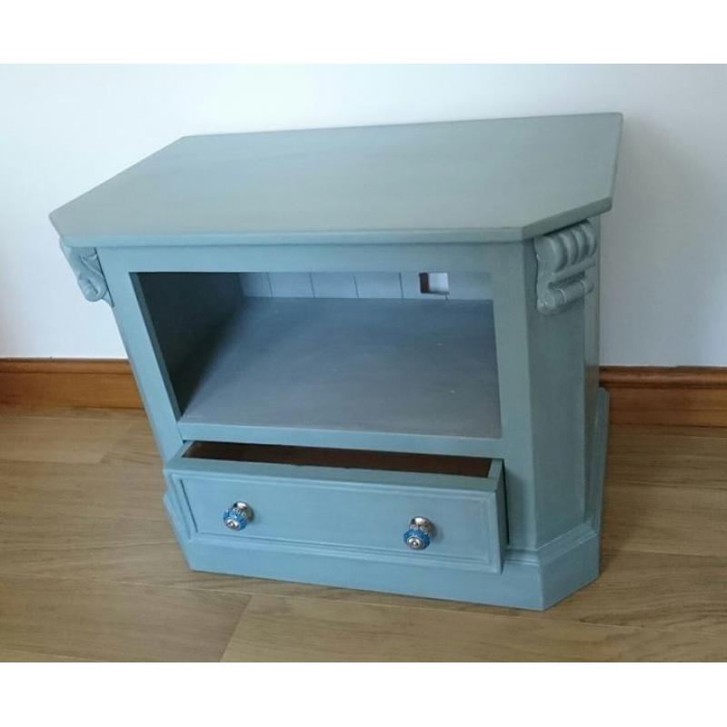 Solid Pine TV Unit painted in Annie Sloan Duck Egg Blue